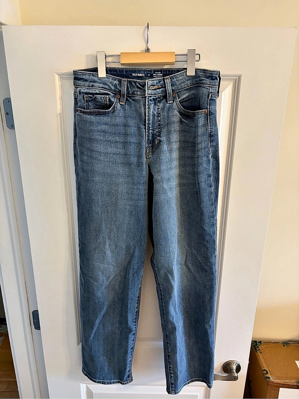 Old Navy High-Waisted OG Loose Jeans Straight Leg Jeans Blue Waist 6